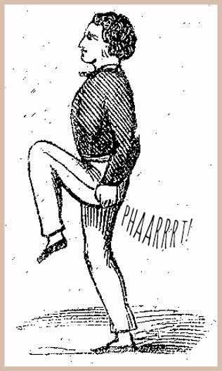 Image shows the foot-lifting technique for farting in Yorkshire